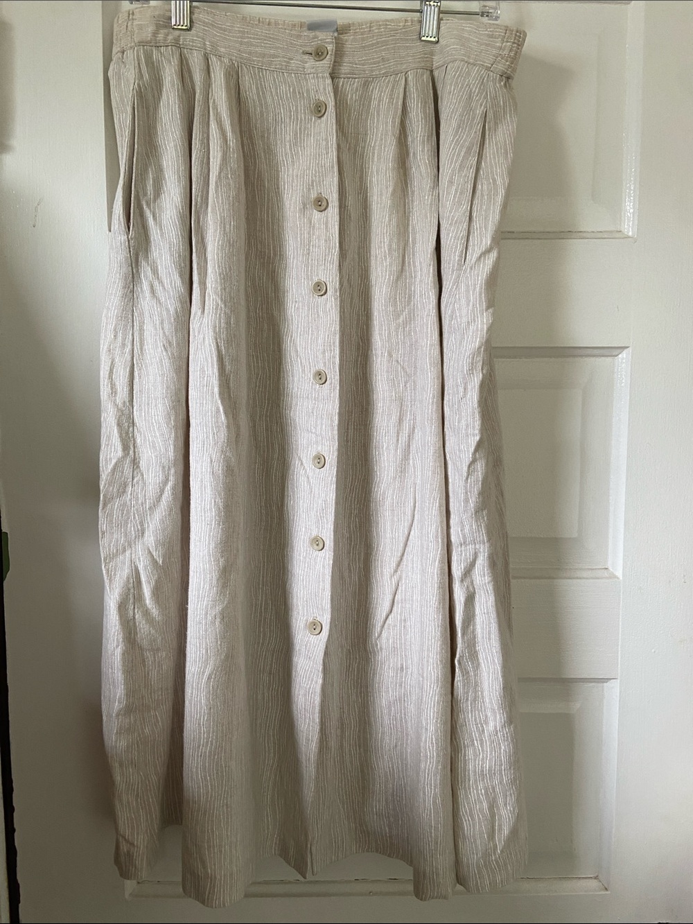 Vintage- Leslie Fay Lightweight Button-Front Linen Skirt Size 8